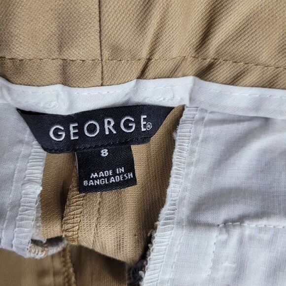 George Womens Pants Capris Dressy Casual Mid Rise Flat Front Light Camel 8 - Picture 6 of 6